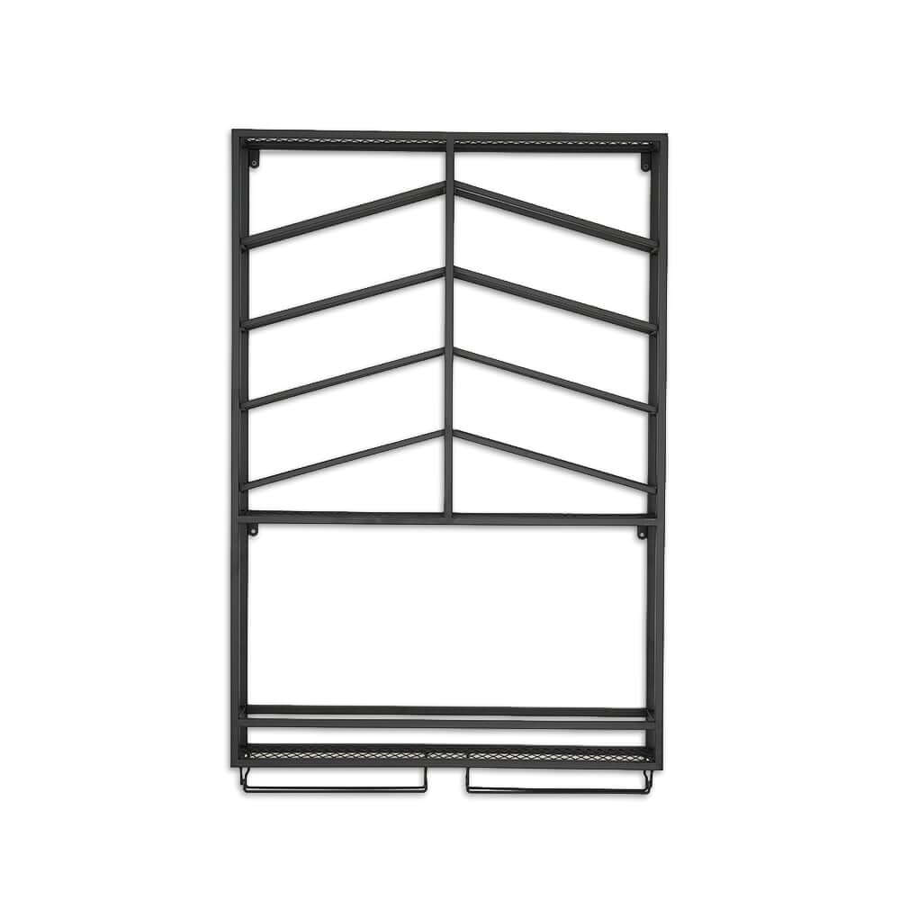 Industrial Metal Hanging Wine Rack - Black & Gold