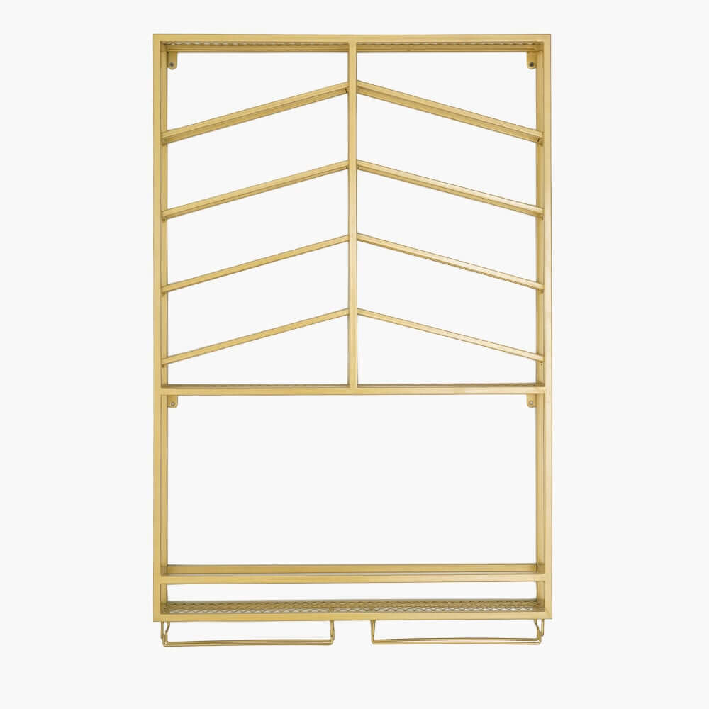 Industrial Metal Hanging Wine Rack - Black & Gold