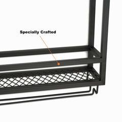 Industrial Metal Hanging Wine Rack - Black & Gold