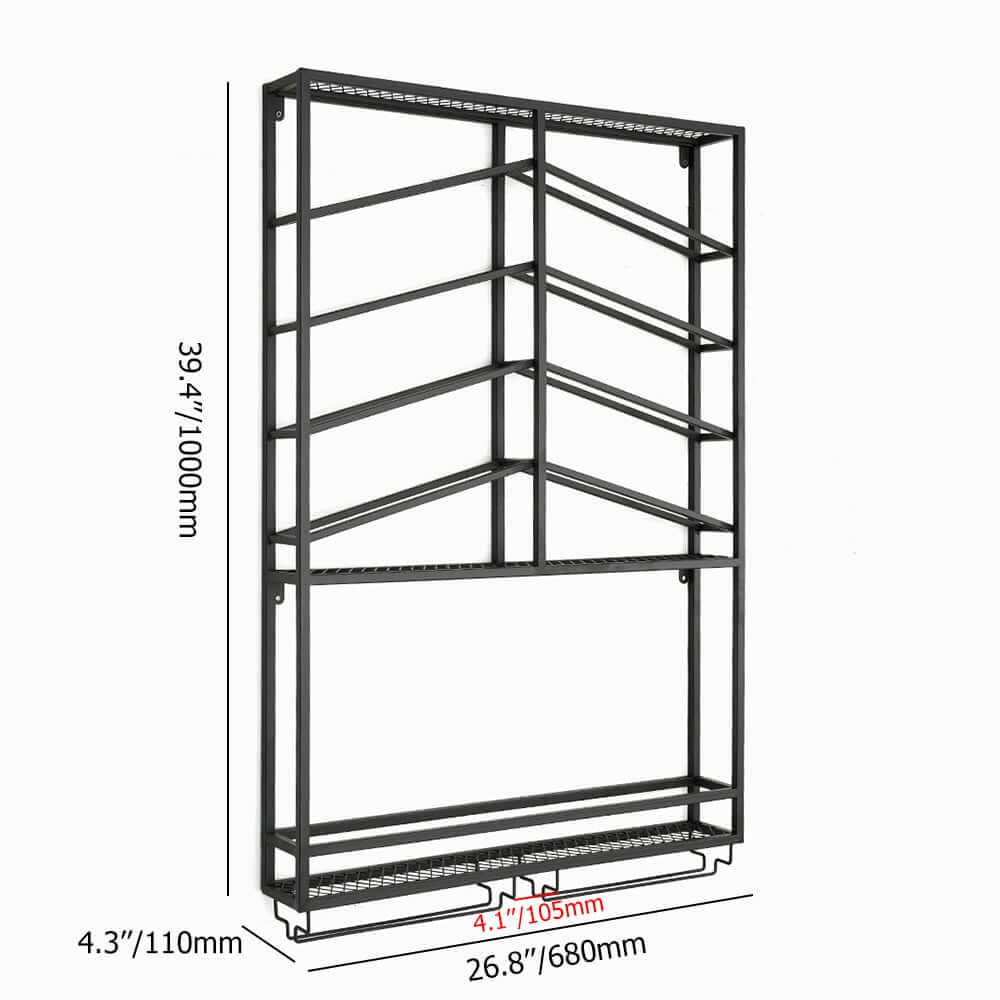 Industrial Metal Hanging Wine Rack - Black & Gold Dimensions