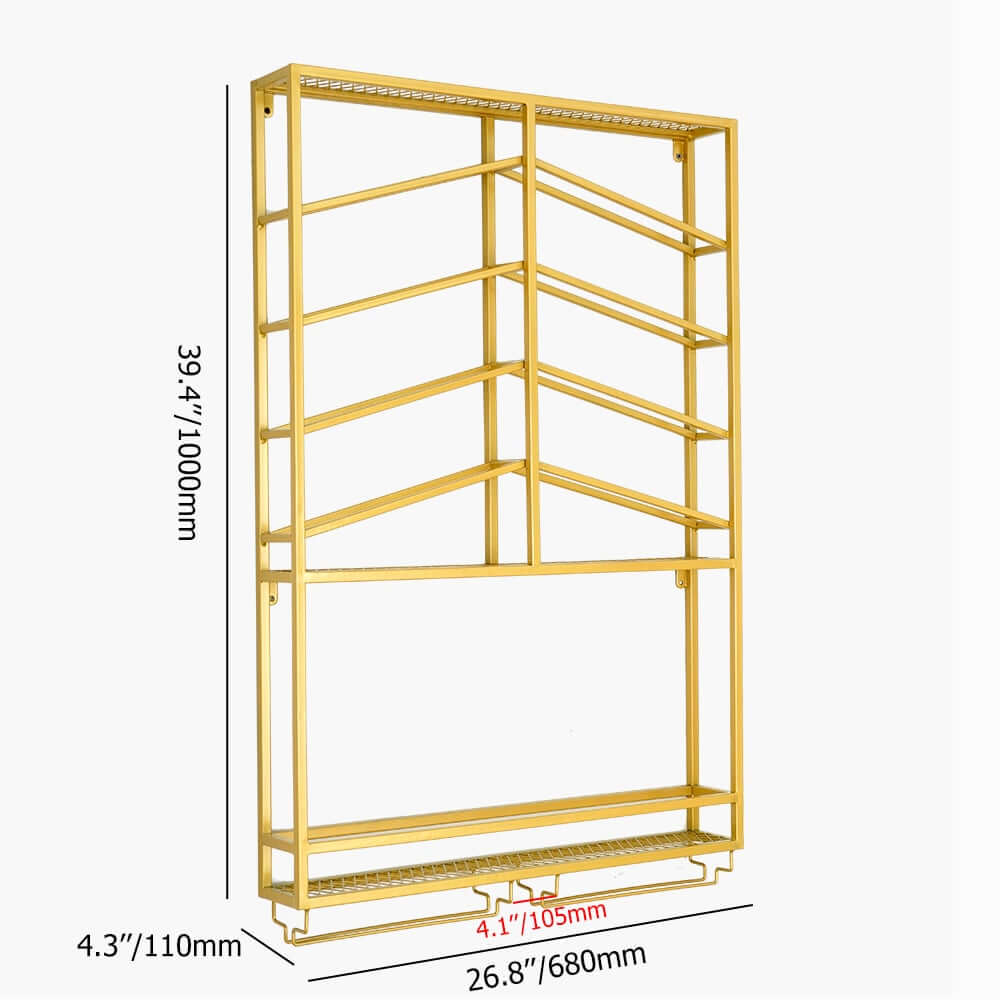 Industrial Metal Hanging Wine Rack - Black & Gold Dimensions