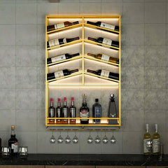 Industrial Metal Hanging Wine Rack - Black & Gold Main Product Image