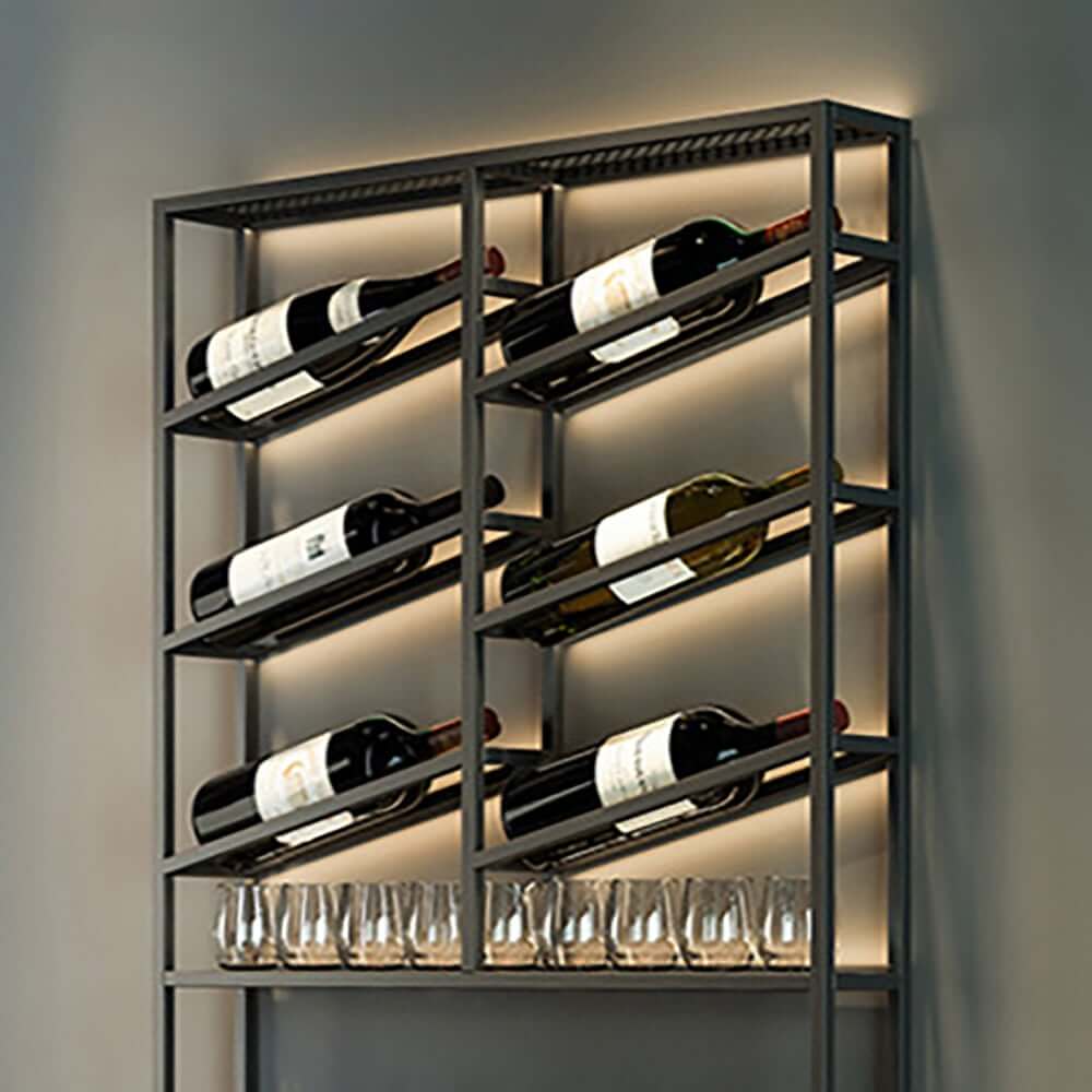 Industrial Metal Hanging Wine Rack With 2 Shelves