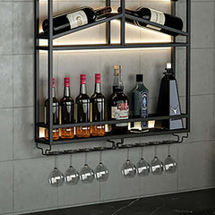 Industrial Metal Hanging Wine Rack With 2 Shelves