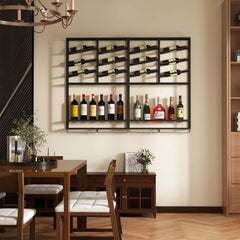 Industrial Metal Hanging Wine Rack With 2 Shelves