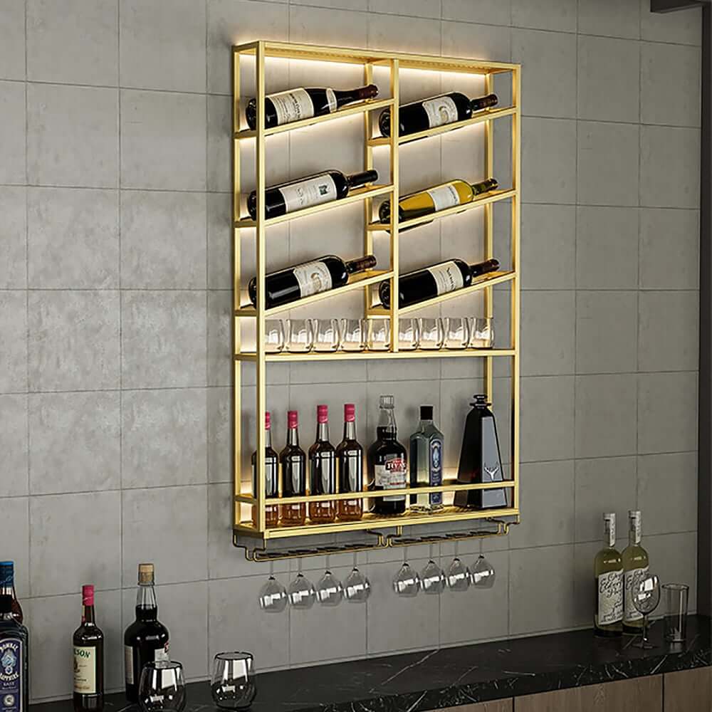 Industrial Metal Hanging Wine Rack With 2 Shelves Main Product Image