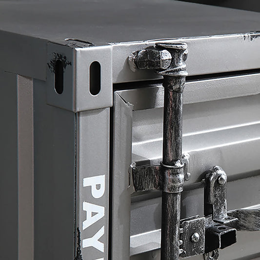 Industrial Metal Nightstand With Shelf, Gray