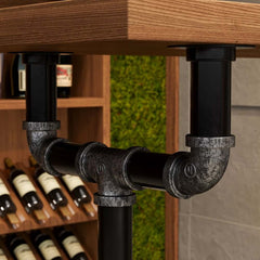 Industrial Pine Wood Bar Table Set With Stools