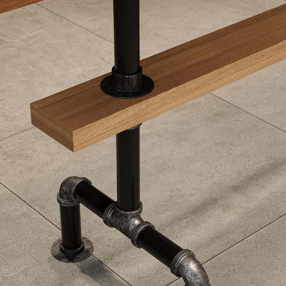 Industrial Pine Wood Bar Table Set With Stools