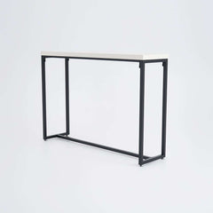 Industrial Wood Bar Table With Metal Base, Black