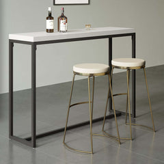 Industrial Wood Bar Table With Metal Base, Black