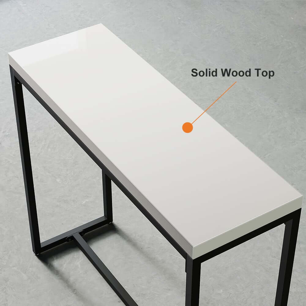 Industrial Wood Bar Table With Metal Base, Black