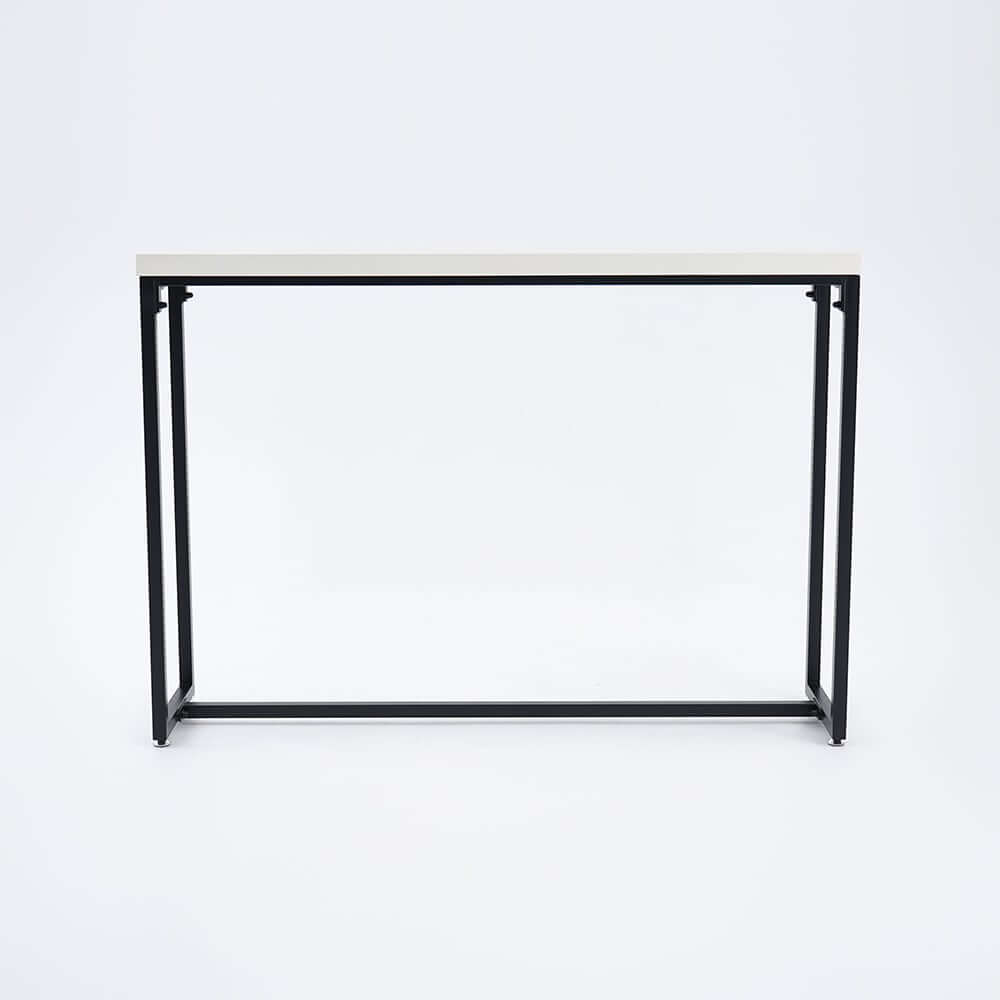 Industrial Wood Bar Table With Metal Base, Black
