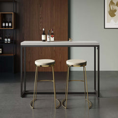 Industrial Wood Bar Table With Metal Base, Black