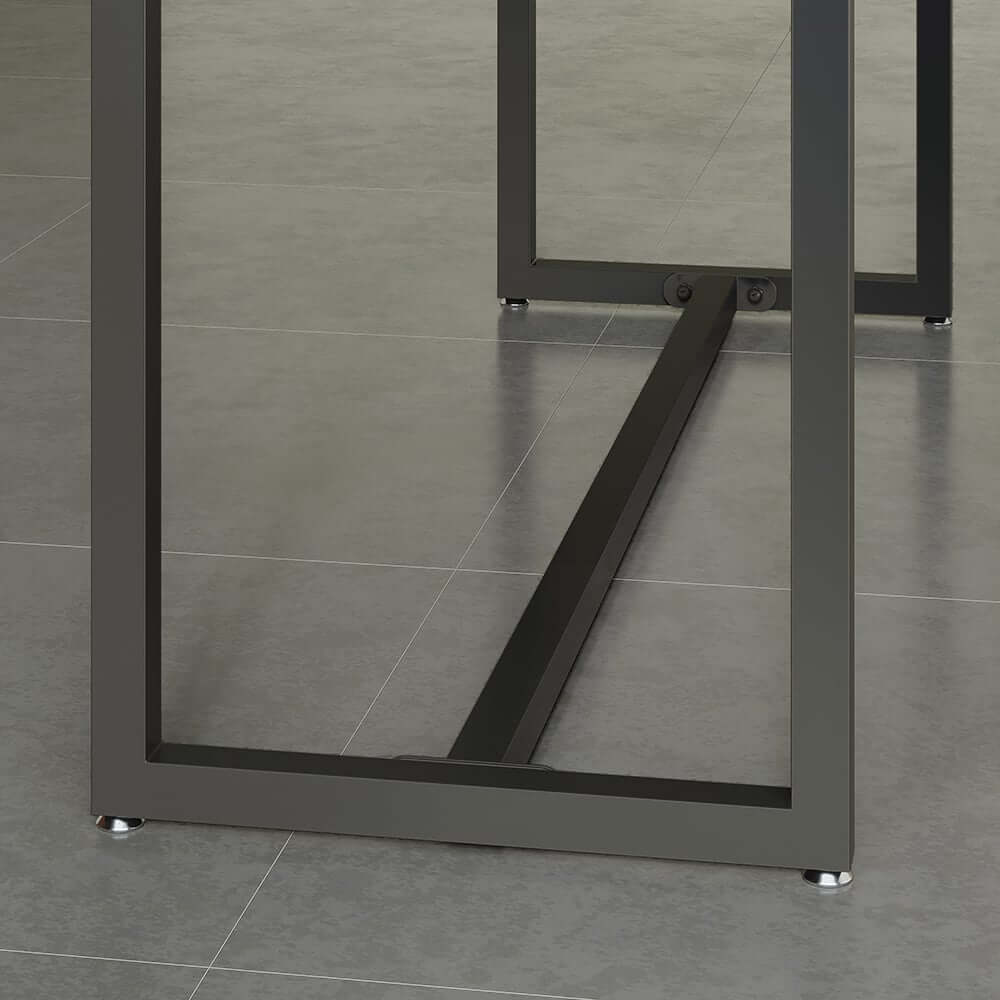 Industrial Wood Bar Table With Metal Base, Black