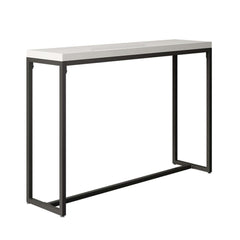 Industrial Wood Bar Table With Metal Base, Black
