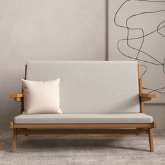 Japandi 2-Seater Sofa with Ash Wood Frame and Cotton Linen