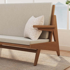 Japandi 2-Seater Sofa with Ash Wood Frame and Cotton Linen