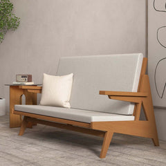 Japandi 2-Seater Sofa with Ash Wood Frame and Cotton Linen