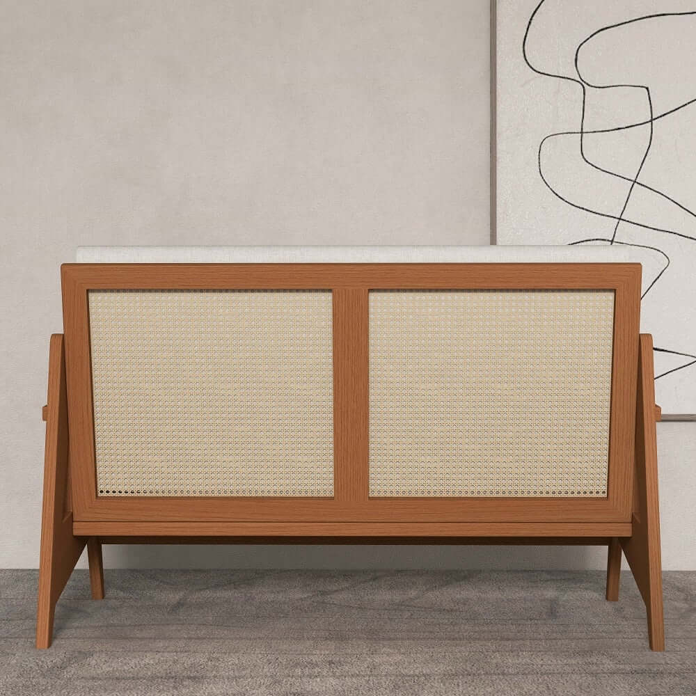 Japandi 2-Seater Sofa with Ash Wood Frame and Cotton Linen