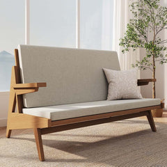 Japandi 2-Seater Sofa with Ash Wood Frame and Cotton Linen Main Product Image