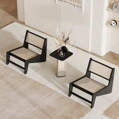 Japandi Ash Wood Lounge Chair With Rattan Back - Natural