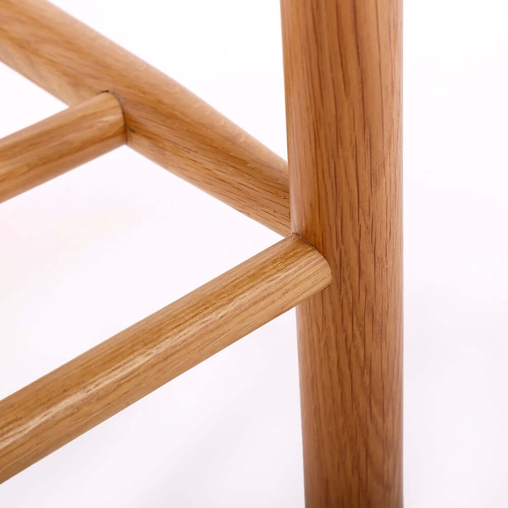 Japandi Backless Oak Bench With Kraft Twine Seat