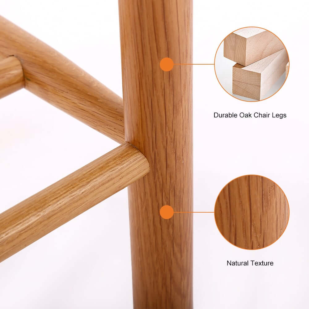 Japandi Backless Oak Bench With Kraft Twine Seat