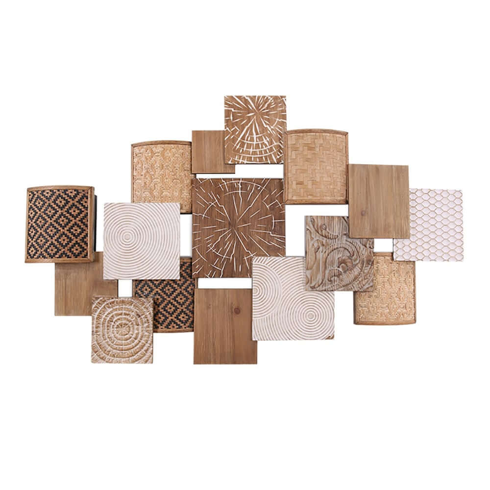 Japandi Bamboo Wall Art – Geometric Wood Decor for Office or Home