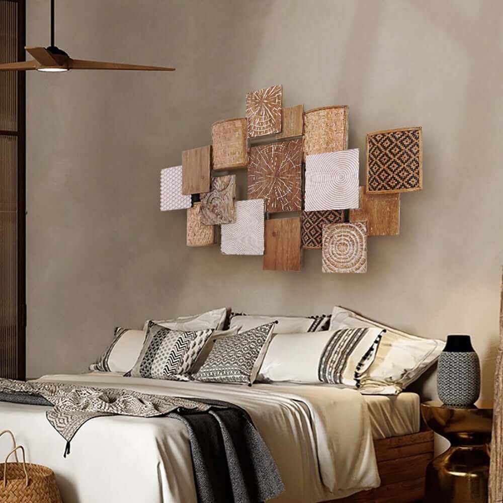 Japandi Bamboo Wall Art – Geometric Wood Decor for Office or Home