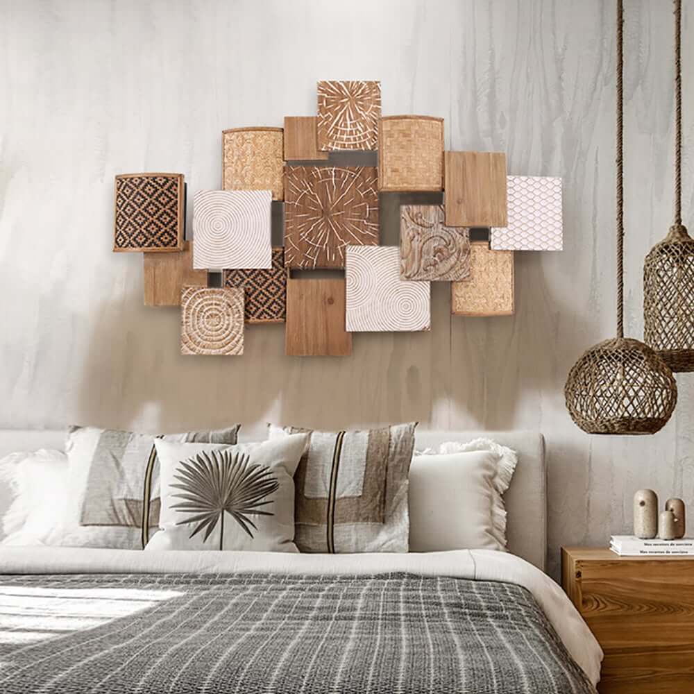 Japandi Bamboo Wall Art – Geometric Wood Decor for Office or Home