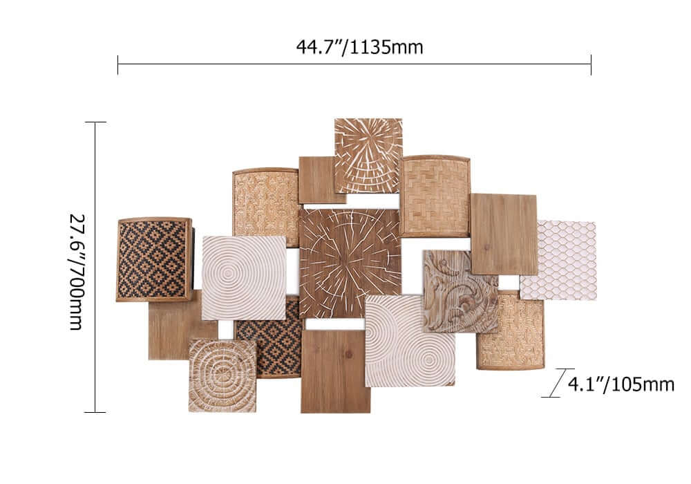 Japandi Bamboo Wall Art – Geometric Wood Decor for Office or Home Dimensions