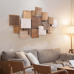 Japandi Bamboo Wall Art – Geometric Wood Decor for Office or Home Main Product Image