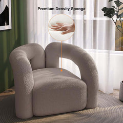 Japandi Barrel Chair With Boucle Upholstery, White