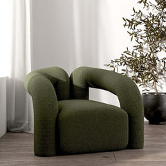 Japandi Barrel Chair With Boucle Upholstery, White