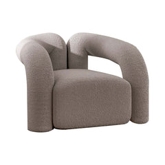 Japandi Barrel Chair With Boucle Upholstery, White