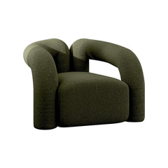 Japandi Barrel Chair With Boucle Upholstery, White