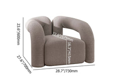 Japandi Barrel Chair With Boucle Upholstery, White Dimensions