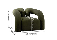 Japandi Barrel Chair With Boucle Upholstery, White Dimensions