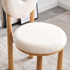 Japandi Boucle Side Chair With Solid Wood Frame