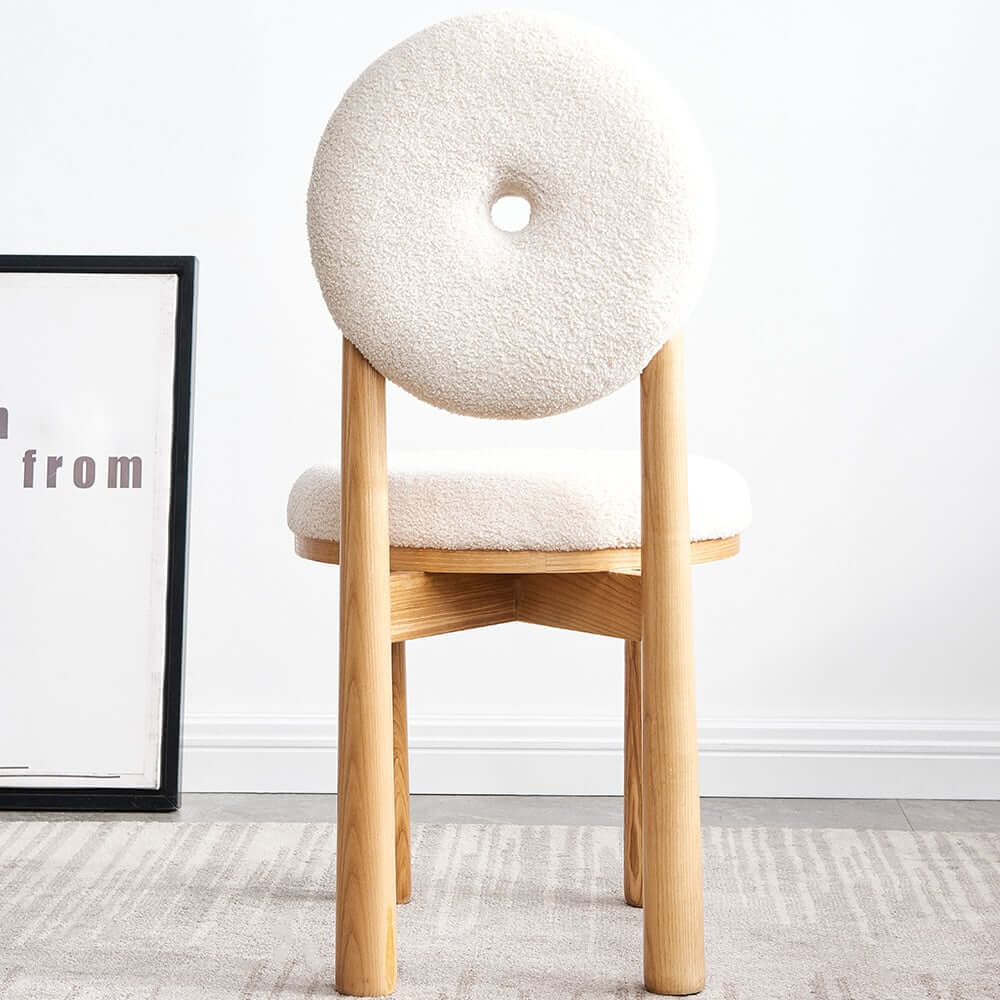 Japandi Boucle Side Chair With Solid Wood Frame