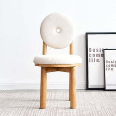 Japandi Boucle Side Chair With Solid Wood Frame