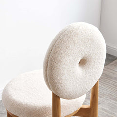 Japandi Boucle Side Chair With Solid Wood Frame