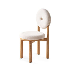 Japandi Boucle Side Chair With Solid Wood Frame