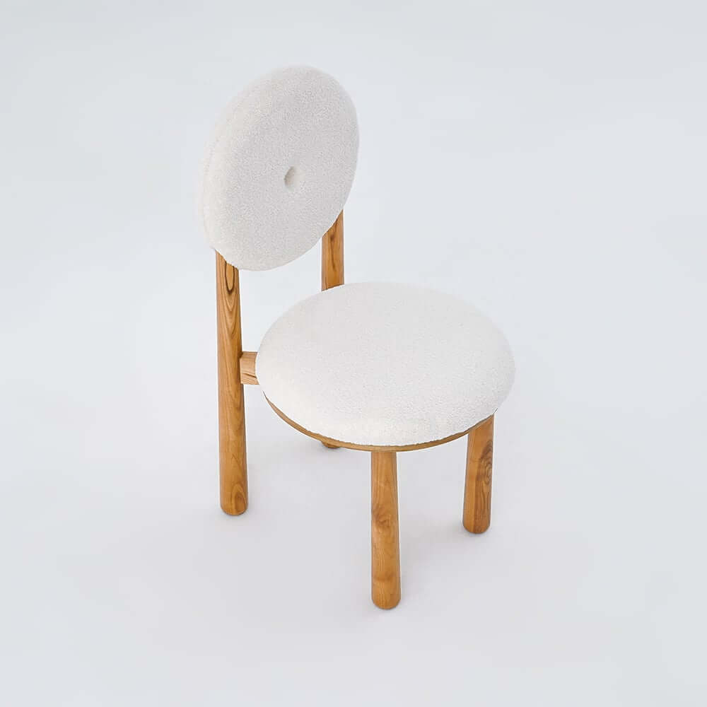 Japandi Boucle Side Chair With Solid Wood Frame