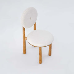 Japandi Boucle Side Chair With Solid Wood Frame