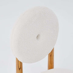 Japandi Boucle Side Chair With Solid Wood Frame