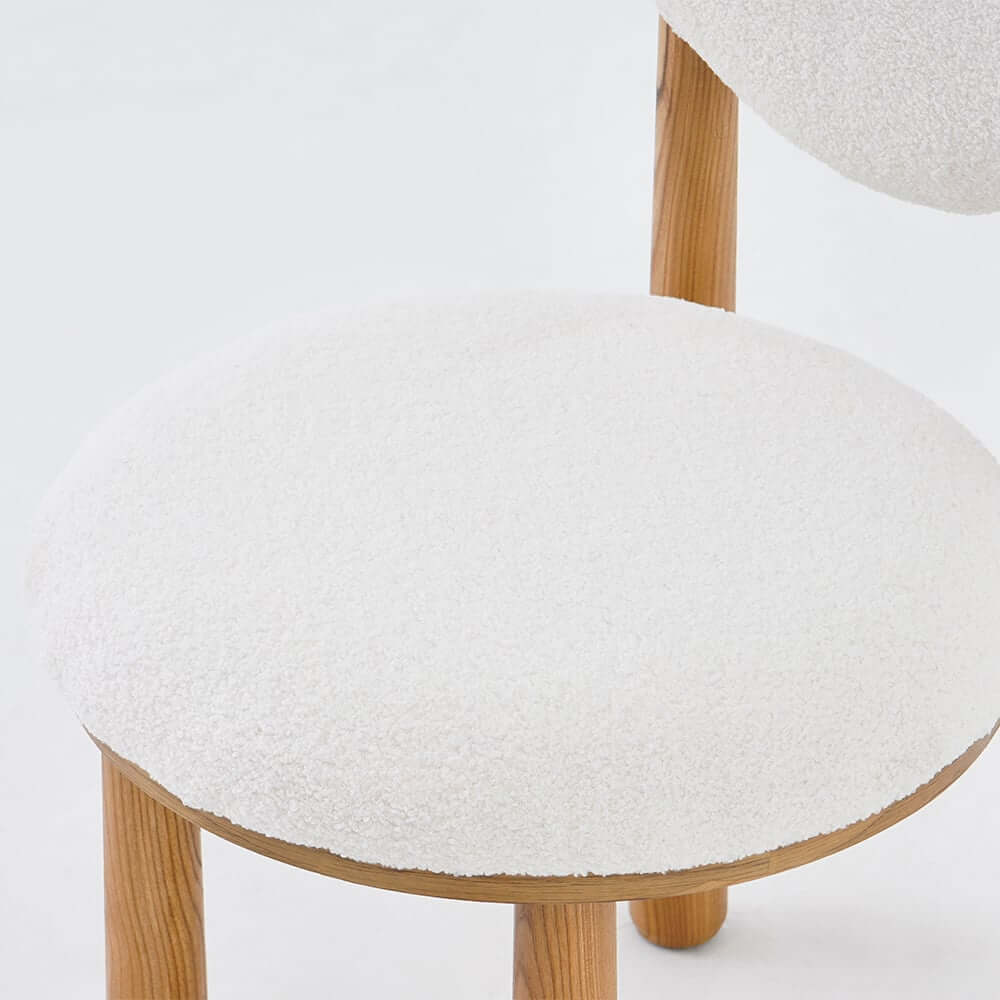 Japandi Boucle Side Chair With Solid Wood Frame