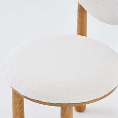 Japandi Boucle Side Chair With Solid Wood Frame