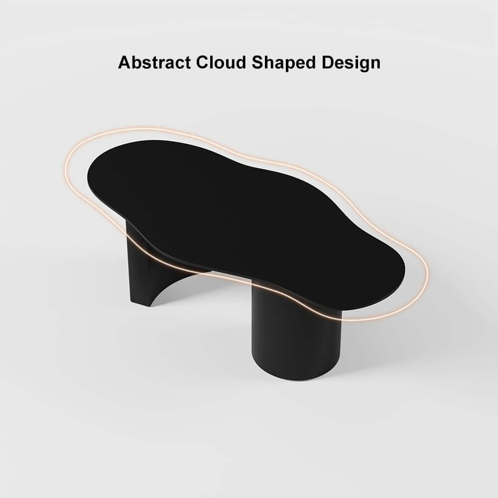Japandi Cloud Shape Coffee Table, Engineered Wood, White